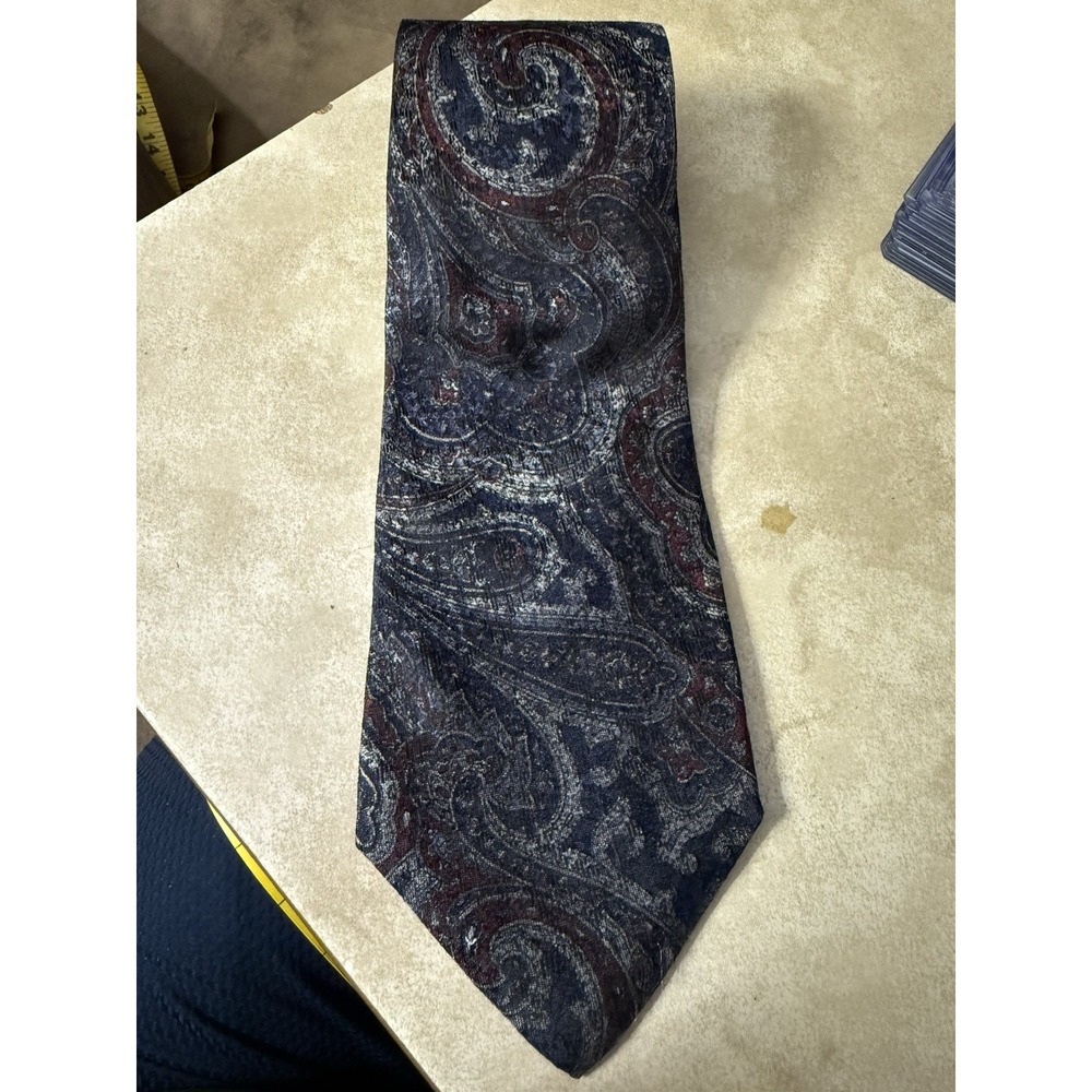 Vintage Nordstrom Italy Silk Jacquard Tie Paisley Wide 4" Long 61" Hand Sewn 90s